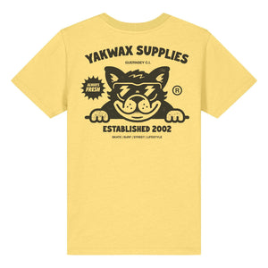 Yakwax Bulldog Kids T-Shirt - Yellow/Mono - Boys Surf Brand T-Shirt by Yakwax
