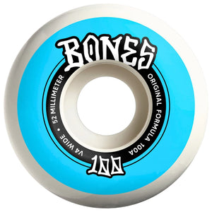Bones 52mm OG Formula Wides 100A Skateboard Wheels - Blue/White - Skateboard Wheels by Bones 52mm