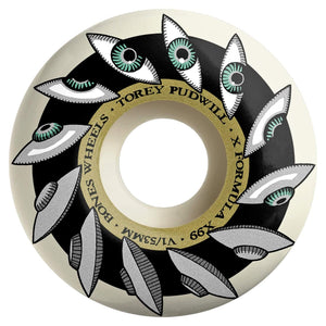 Bones 53mm Pudwill Eyeing Saucer V1 X-Formula Skateboard Wheels - White - Skateboard Wheels by Bones 53mm