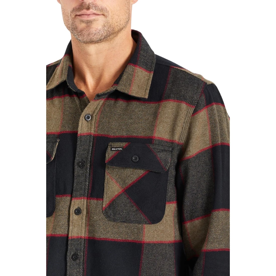Brixton Bowery Longsleeve Flannel Shirt - Heather Grey/Charcoal - Mens Flannel Shirt by Brixton