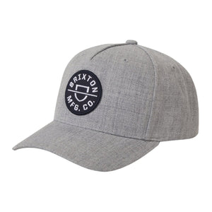 Brixton Crest C MP Snapback - Light Heather Grey/Light Heather - Snapback Cap by Brixton One Size