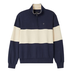 Brixton Danville Quarter Zip Fleece - Navy/Whitecap - Mens Pullover Hoodie by Brixton