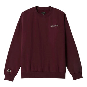 Brixton Embroidered Heavy Weight Crew - Port - Mens Crew Neck Sweatshirt by Brixton