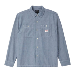 Brixton Trademark Longsleeve Shirt - Blue Chambray Micro Stripe - Mens Casual Shirt by Brixton