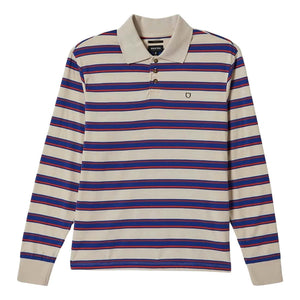 Brixton Vintage Stripe Longsleeve Polo Knit - Electric Blue/Flame/Whitecap - Mens Polo Shirt by Brixton