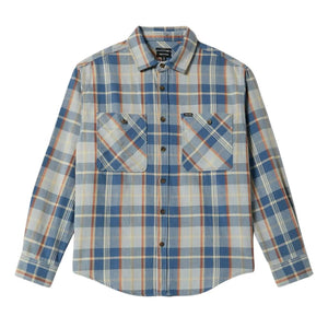 Brixton Vintage Wash Flannel Shirt - Blue/Soft Blue/Orange - Mens Flannel Shirt by Brixton