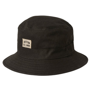 Brixton Woodburn Packable Bucket Hat - Black Sol Wash - Bucket Hat by Brixton