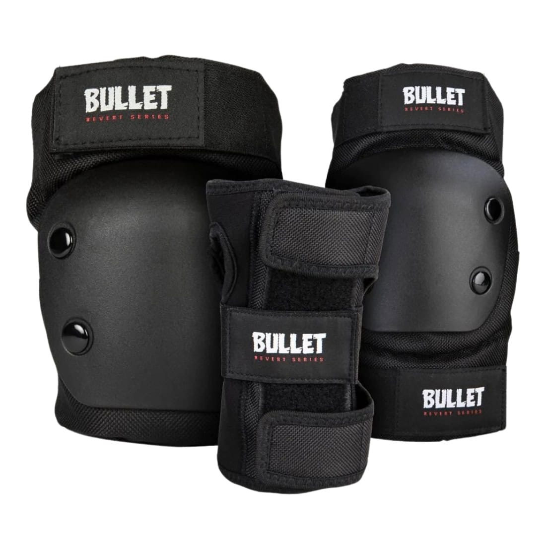 Bullet Kids Revert Combo Triple Pad Set - Black - Skateboard Pad Sets by Bullet XS