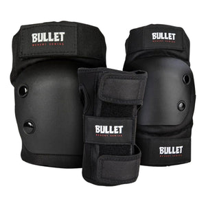 Bullet Kids Revert Combo Triple Pad Set - Black - Skateboard Pad Sets by Bullet XS