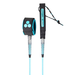 Channel Islands 6ft Everyday Hex 6.5mm Surfboard Leash - Cyan Black - 6ft Surfboard Leash by Channel Islands 6ft