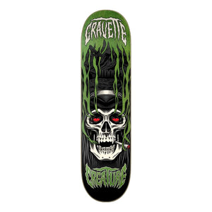 Creature 8.3" Gravette Hippie Skull Iv Pro Deck - Black/Green - Skateboard Deck by Creature 8.3 inch