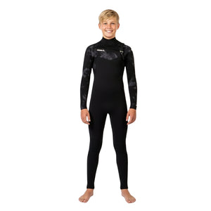 Gul Junior Echo NatuR 3/2mm Chest Zip Wetsuit - Black/Smoke - Kids Full Length Wetsuit by Gul