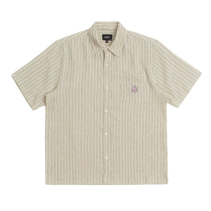 Huf Apollo Short Sleeve Striped Shirt - Natural - Mens Casual Shirt by Huf