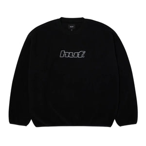 Huf H Dot Polar Fleece Crew - Black - Mens Crew Neck Sweatshirt by Huf