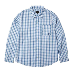 Huf H Star Long Sleeve Plaid Shirt - Light Blue - Mens Casual Shirt by Huf