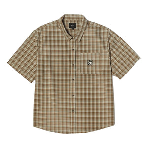 Huf H Star Short Sleeve Plaid Shirt - Putty - Mens Casual Shirt by Huf