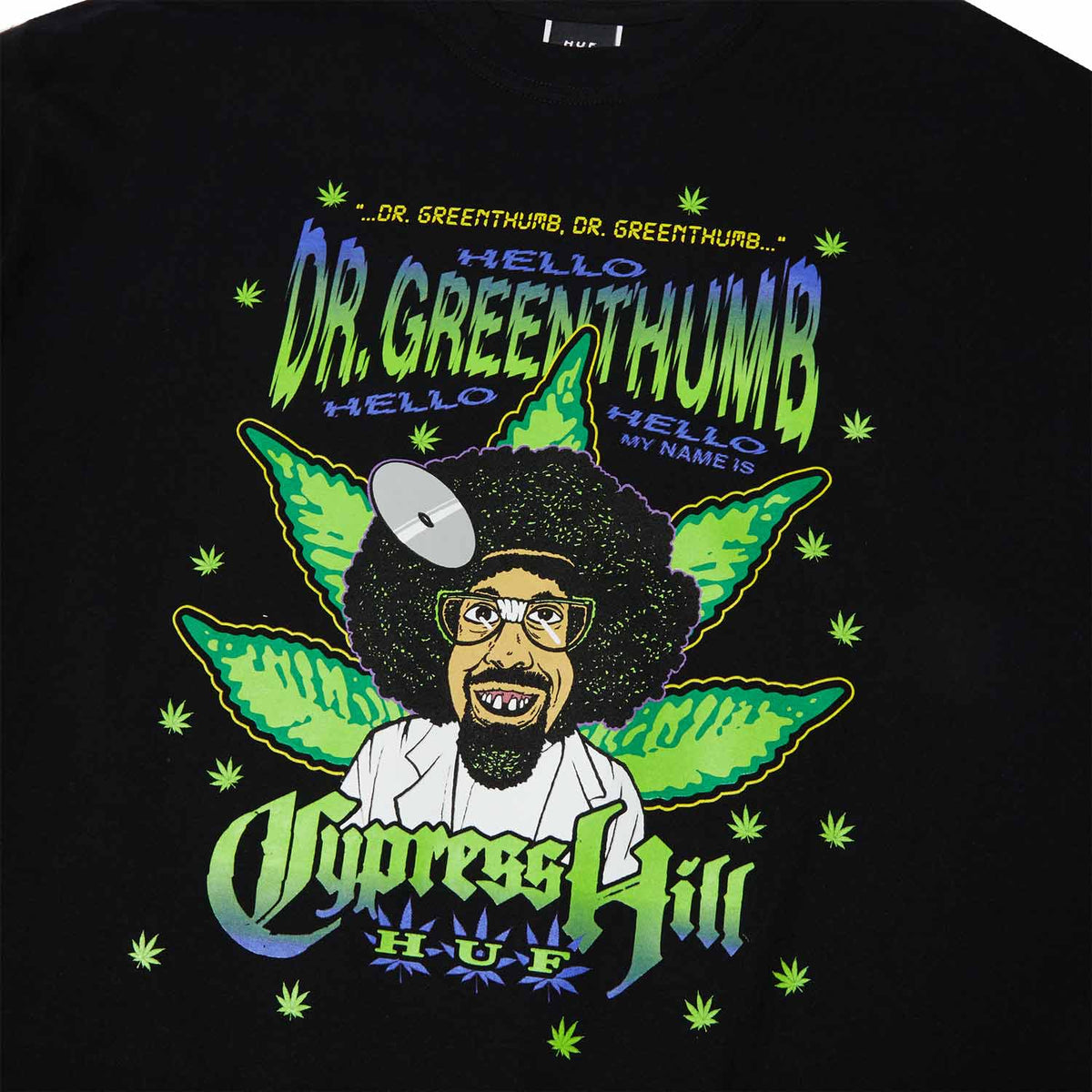 Huf X Cypress Hill Dr Greenthumb T-Shirt - Black - Mens Graphic T-Shirt by Huf