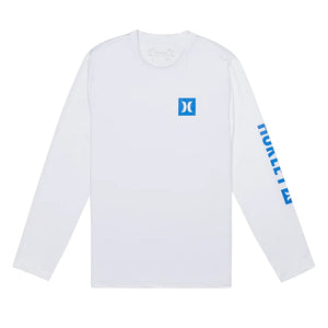 Hurley Everyday Hybrid UPF Longsleeve Rashguard - White - Mens UV Rash Vest by Hurley