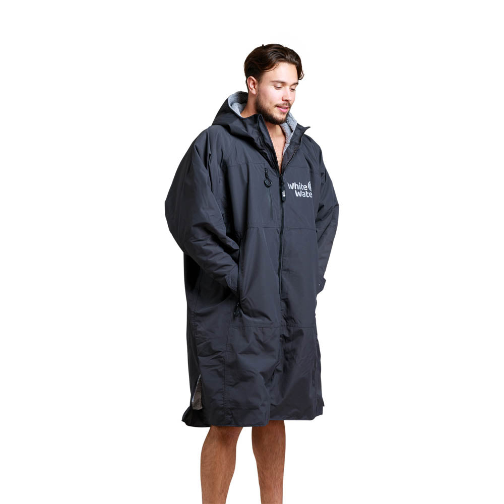 White Water Hard Shell Drying / Changing Robe - Black/Grey Lining - Changing Robe Poncho Towel by White Water