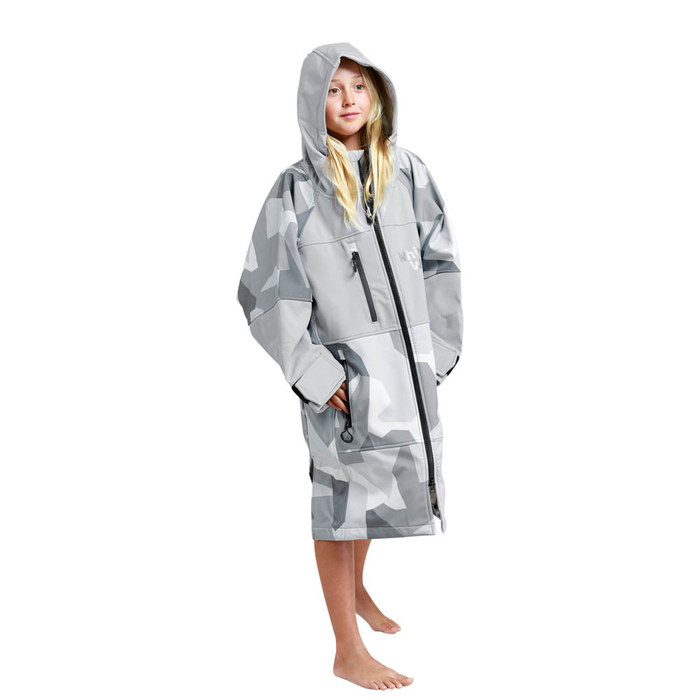 White Water Kids Soft Shell Childrens Drying / Changing Robe - Arctic Camo/Grey Lining - Changing Robe Poncho Towel by White Water One Size