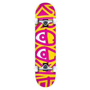 Krooked 7.5" Team Big Eyes Complete Skateboard - Pink/Yellow - Complete Skateboard by Krooked 7.5 inch