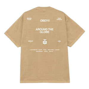 Obey Around The Globe T-Shirt - Pigment Light Khaki - Mens Graphic T-Shirt by Obey