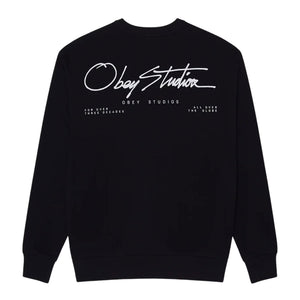 Obey Autograph Crew - Black - Mens Crew Neck Sweatshirt by Obey