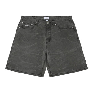 Obey Bigwig Baggy Denim Shorts - Black Wrinkle Wash - Mens Denim Shorts by Obey