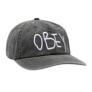 Obey Jot 6 Panel Velcro Back Cap - Black - Strapback Cap by Obey One Size