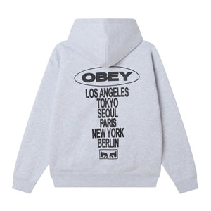 Obey Oval Cities Hoodie - Ash Grey - Mens Pullover Hoodie by Obey