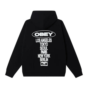 Obey Oval Cities Hoodie - Black - Mens Pullover Hoodie by Obey