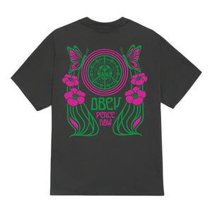 Obey Peace Now Butterflies T-Shirt - Vintage Black - Mens Graphic T-Shirt by Obey