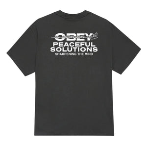 Obey Peaceful Solutions T-Shirt - Vintage Black - Mens Graphic T-Shirt by Obey