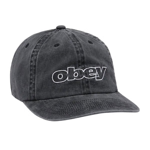 Obey Pigment Outline Delta 6 Panel Strapback Cap - Pigment Black - Strapback Cap by Obey One Size