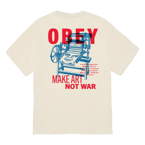 Obey Printing Press Make Art T-Shirt - Cream - Mens Graphic T-Shirt by Obey