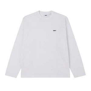 Obey Routine Longsleeve T-Shirt - White - Mens Plain T-Shirt by Obey