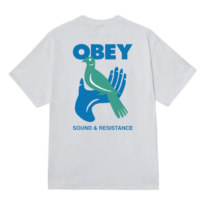Obey Sound & Resistance Bird T-Shirt - White - Mens Graphic T-Shirt by Obey