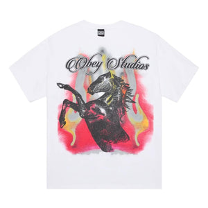 Obey Studios Horse T-Shirt - White - Mens Graphic T-Shirt by Obey