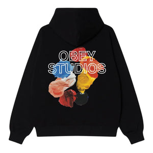 Obey Studios Palette Hoodie - Black - Mens Pullover Hoodie by Obey