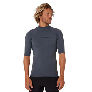 Ocean and Earth Mens Script Short Sleeve Rash Vest - Charcoal - Mens UV Rash Vest by Ocean and Earth