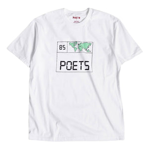 Poets World Clock T-Shirt - White - Mens Graphic T-Shirt by Poets XL