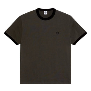 Polar Ringer T-Shirt - Dirty Black/Black - Mens Plain T-Shirt by Polar
