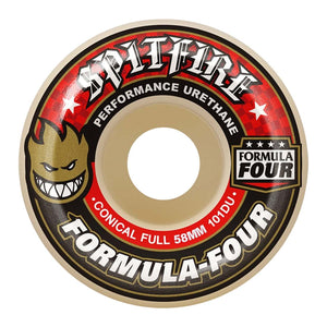 Spitfire 58mm F4 101DU Conical Full Formula 4 Wheels - White - Skateboard Wheels by Spitfire 58mm