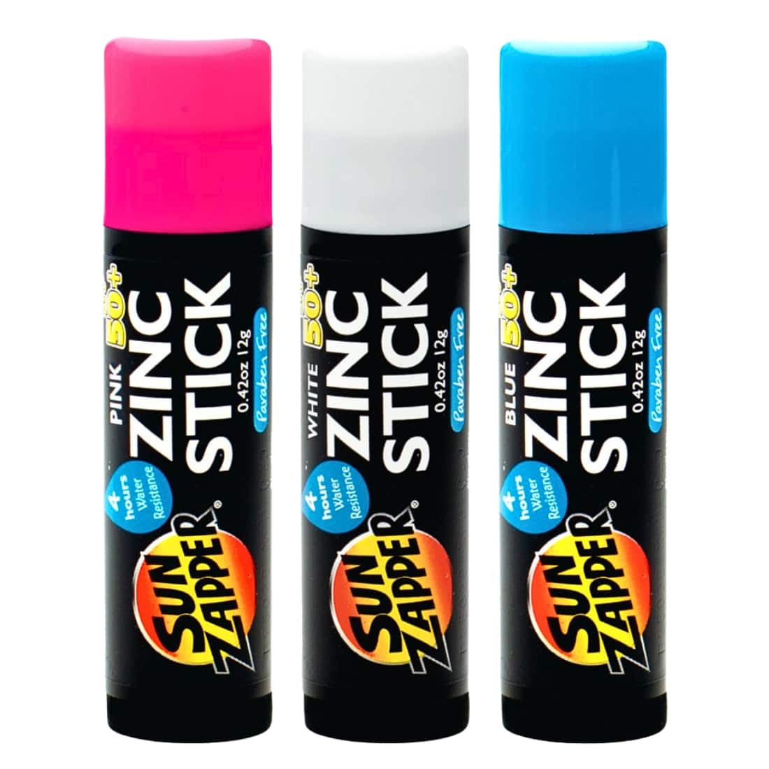 Sun Zapper Coloured Spf 50+ Zinc Stick 3 Pack - Pink/White/Blue - Sunscreen by Sun Zapper 3x12g