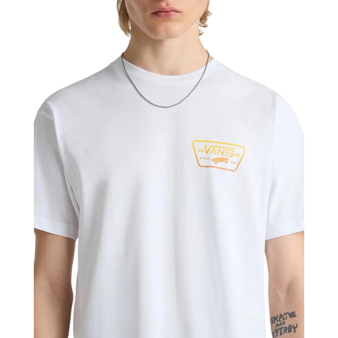 Vans Full Patch Back T-Shirt - White/Copper Tan - Mens Skate Brand T-Shirt by Vans