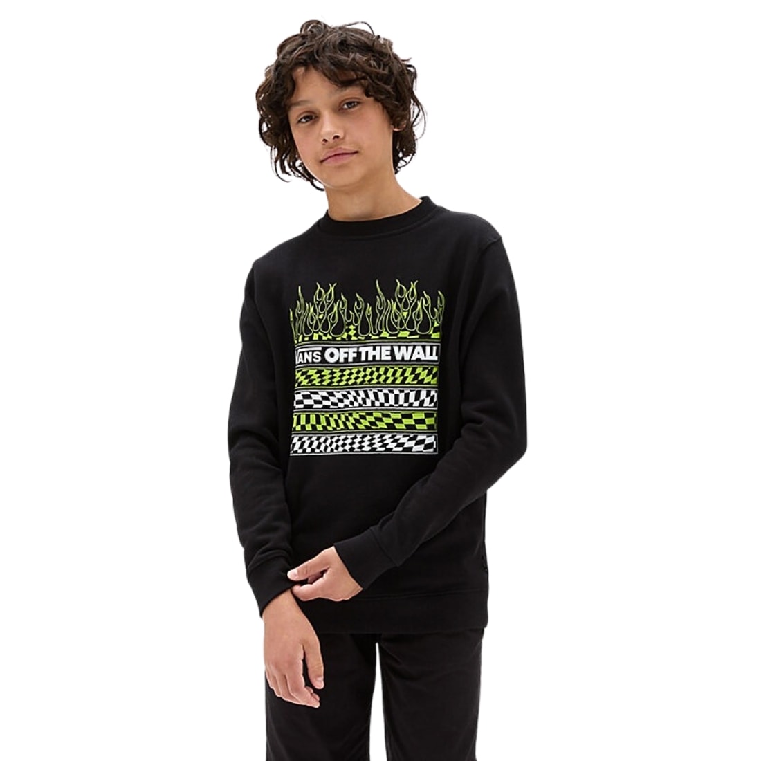 Vans Kids Neon Flames Crew - Black