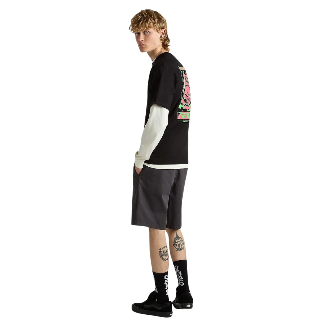 Vans Wormhole Warped T-Shirt - Black - Mens Skate Brand T-Shirt by Vans