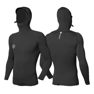 Vissla Warm Seas Eco Hooded Longsleeve Rash Vest Surf Shirt - Black - Mens UV Rash Vest by Vissla