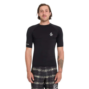 Volcom Lido Solid Thrashguard Rash Vest - Black - Mens UV Rash Vest by Volcom