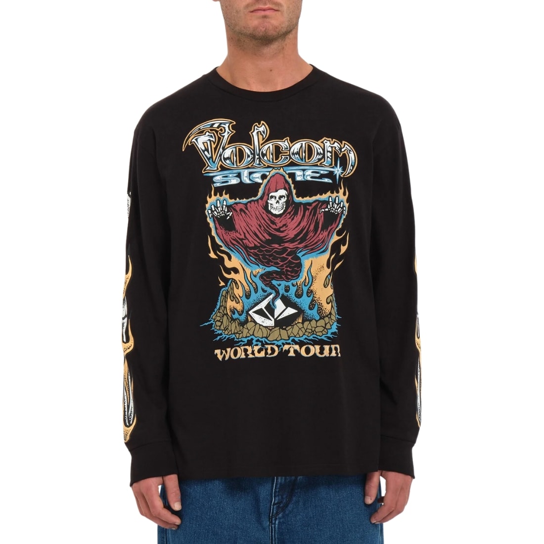 Volcom Stone Ghost Longsleeve T-Shirt - Black - Mens Graphic T-Shirt by Volcom